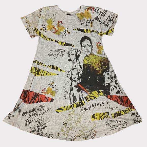 Inoah Gray Mini Dress | Rare | Pockets | Wearable Art | USA | Small - Picture 8 of 11